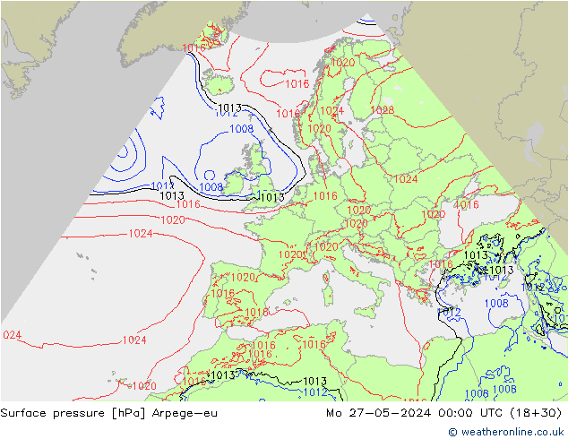 Presión superficial Arpege-eu lun 27.05.2024 00 UTC