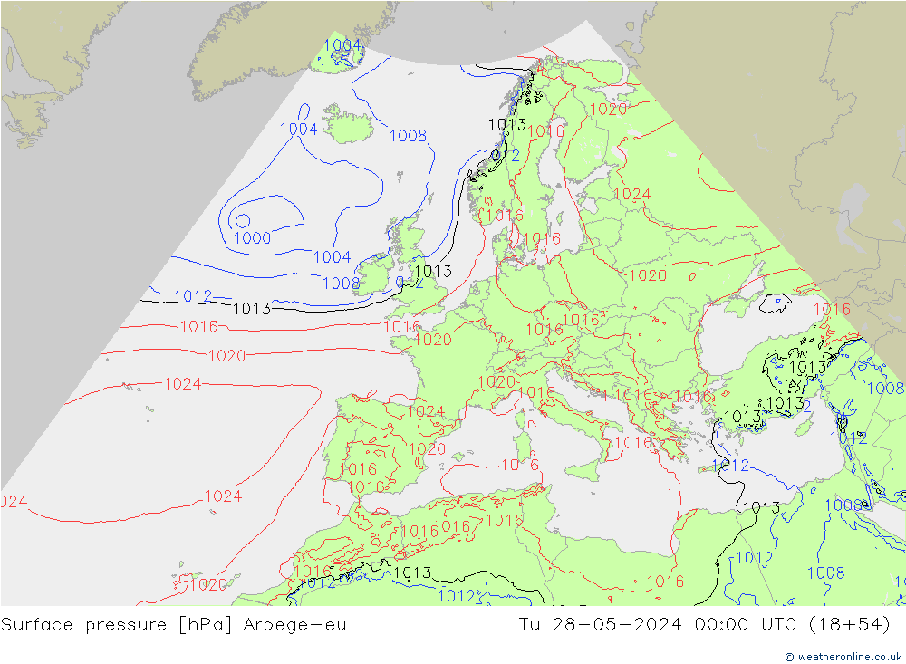 pression de l'air Arpege-eu mar 28.05.2024 00 UTC