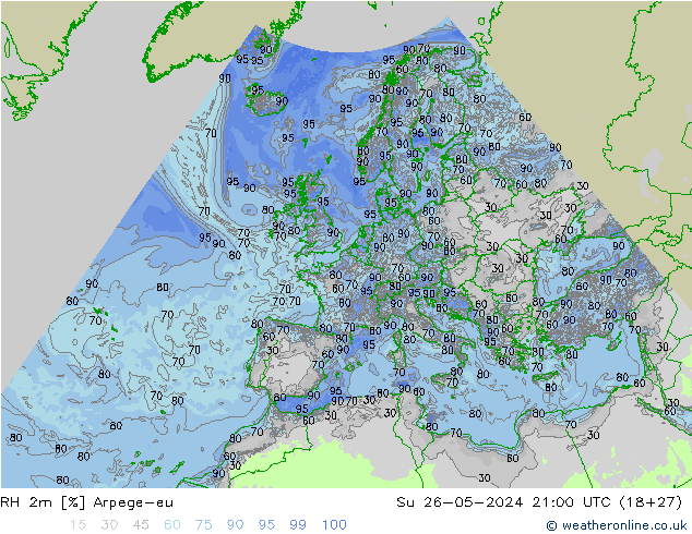 RH 2m Arpege-eu Su 26.05.2024 21 UTC