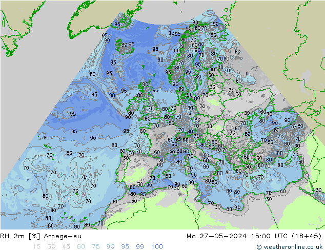 RH 2m Arpege-eu Mo 27.05.2024 15 UTC