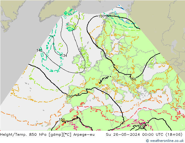 Height/Temp. 850 hPa Arpege-eu  26.05.2024 00 UTC