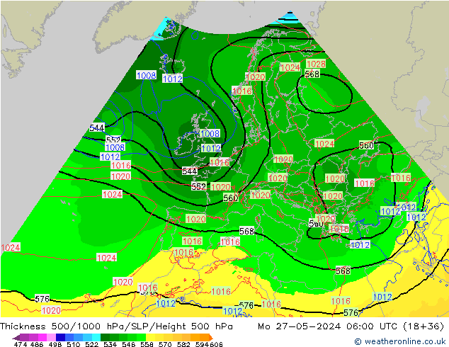 Thck 500-1000hPa Arpege-eu  27.05.2024 06 UTC