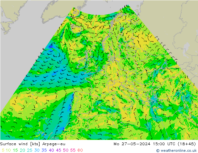 Wind 10 m Arpege-eu ma 27.05.2024 15 UTC