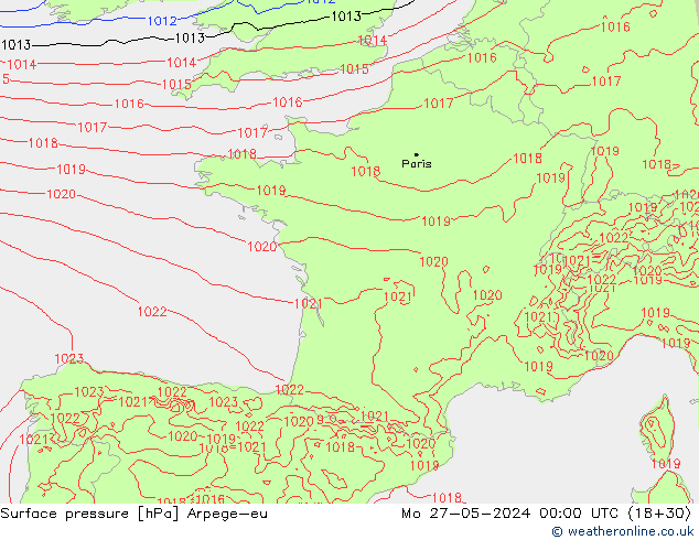 pressão do solo Arpege-eu Seg 27.05.2024 00 UTC