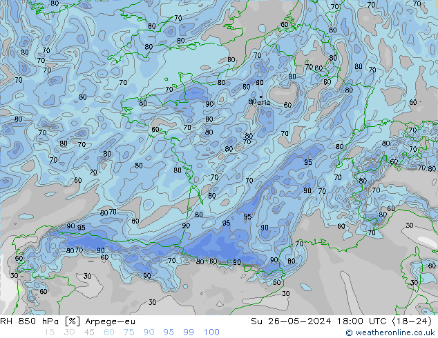 850 hPa Nispi Nem Arpege-eu Paz 26.05.2024 18 UTC