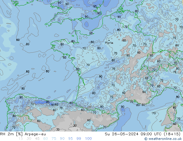 RH 2m Arpege-eu Вс 26.05.2024 09 UTC
