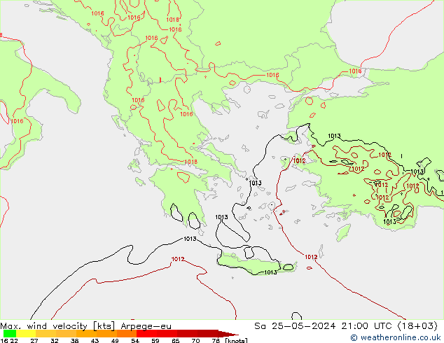 Windböen Arpege-eu Sa 25.05.2024 21 UTC