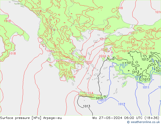 pressão do solo Arpege-eu Seg 27.05.2024 06 UTC