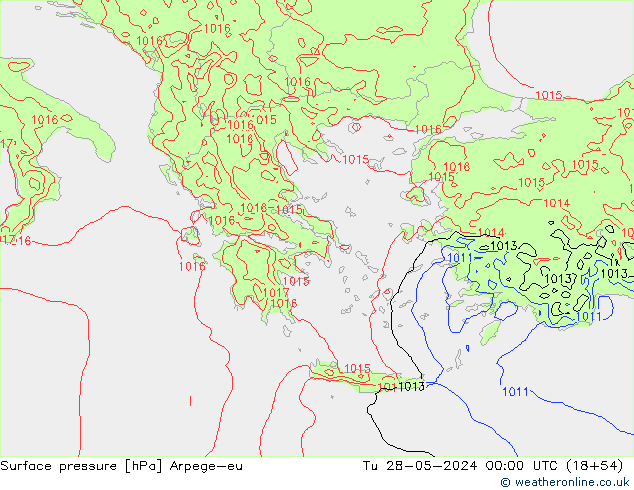 Surface pressure Arpege-eu Tu 28.05.2024 00 UTC