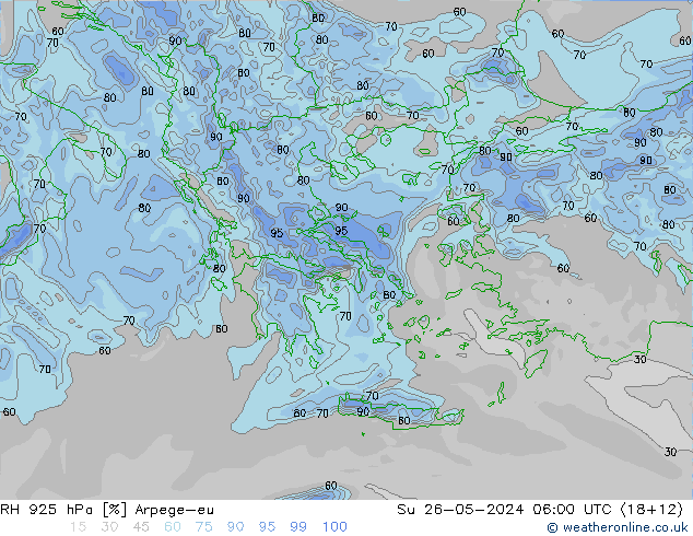 RH 925 hPa Arpege-eu So 26.05.2024 06 UTC