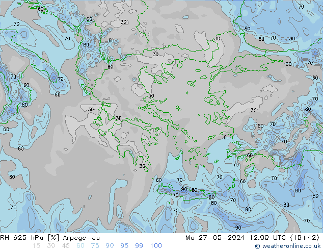 RH 925 hPa Arpege-eu  27.05.2024 12 UTC