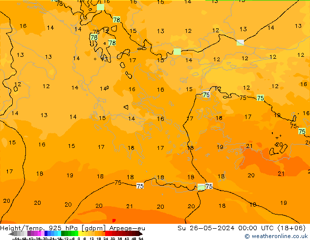 Height/Temp. 925 hPa Arpege-eu Su 26.05.2024 00 UTC