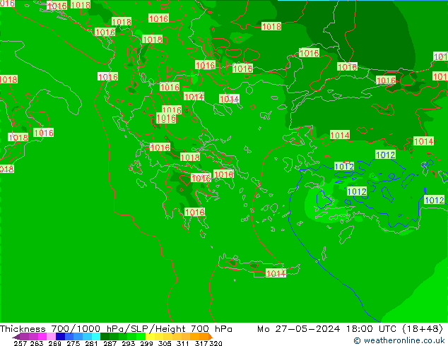 Thck 700-1000 hPa Arpege-eu pon. 27.05.2024 18 UTC