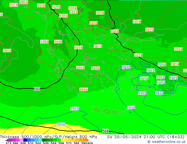 Thck 500-1000hPa Arpege-eu Sa 25.05.2024 21 UTC