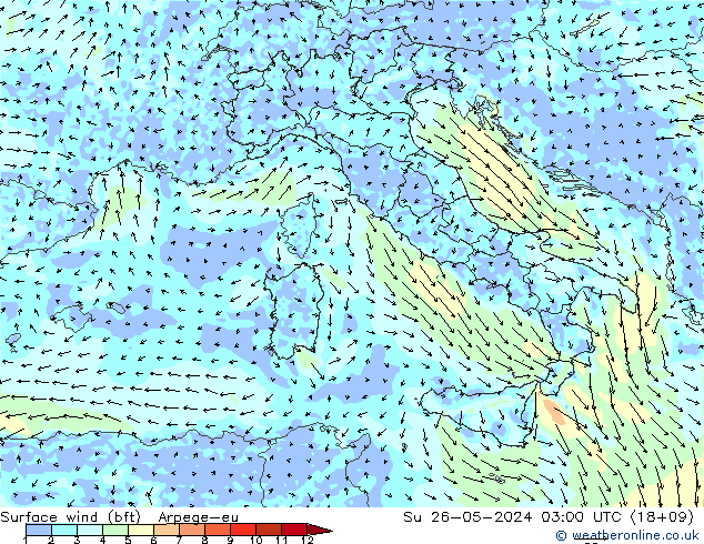  10 m (bft) Arpege-eu  26.05.2024 03 UTC