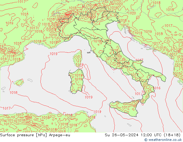 Surface pressure Arpege-eu Su 26.05.2024 12 UTC