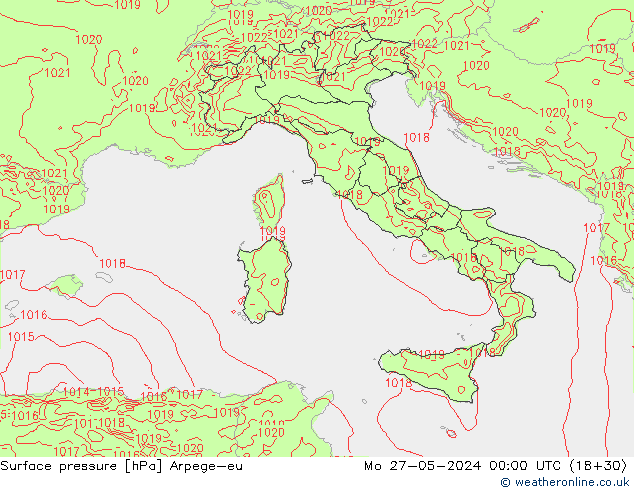 Atmosférický tlak Arpege-eu Po 27.05.2024 00 UTC