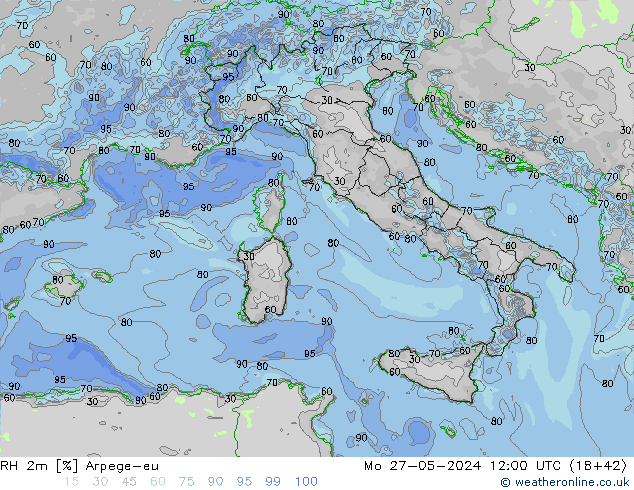 RH 2m Arpege-eu  27.05.2024 12 UTC