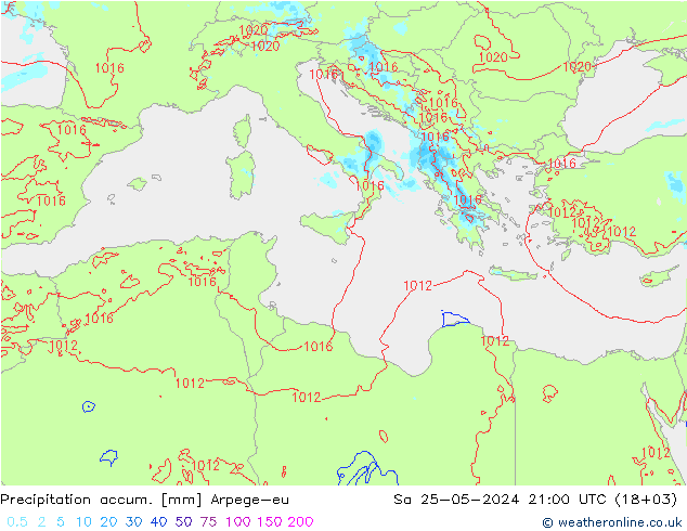 Precipitation accum. Arpege-eu sab 25.05.2024 21 UTC