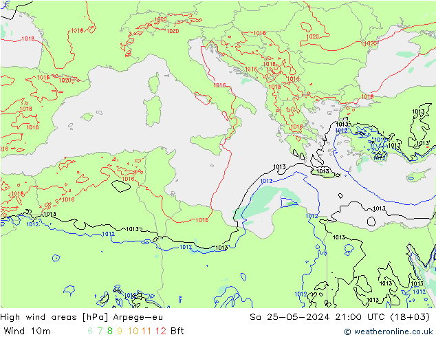 High wind areas Arpege-eu  25.05.2024 21 UTC