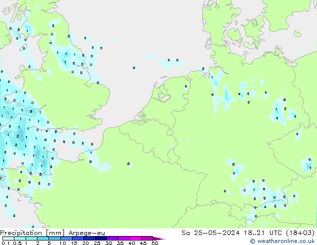 降水 Arpege-eu 星期六 25.05.2024 21 UTC