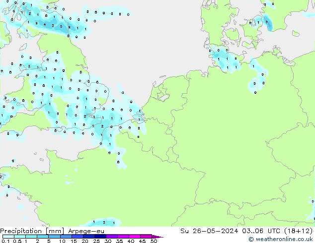 Precipitación Arpege-eu dom 26.05.2024 06 UTC