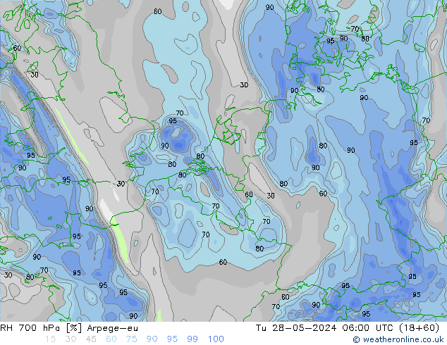 700 hPa Nispi Nem Arpege-eu Sa 28.05.2024 06 UTC