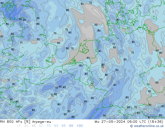 850 hPa Nispi Nem Arpege-eu Pzt 27.05.2024 06 UTC