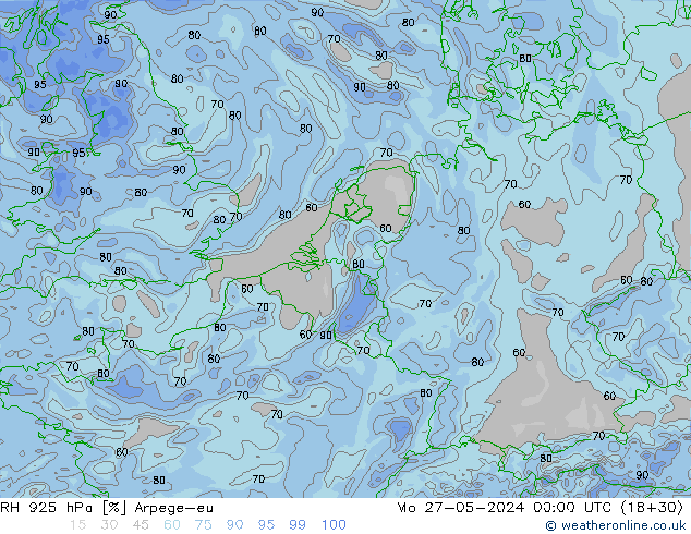 RH 925 hPa Arpege-eu lun 27.05.2024 00 UTC