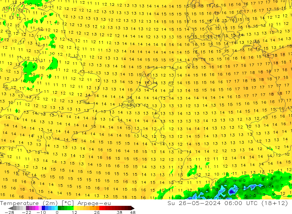 карта температуры Arpege-eu Вс 26.05.2024 06 UTC
