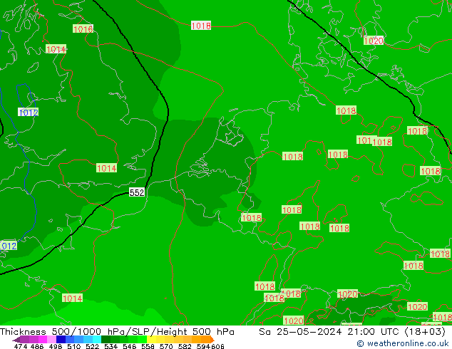 Thck 500-1000hPa Arpege-eu Sa 25.05.2024 21 UTC