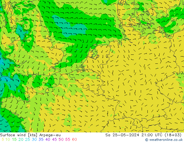风 10 米 Arpege-eu 星期六 25.05.2024 21 UTC