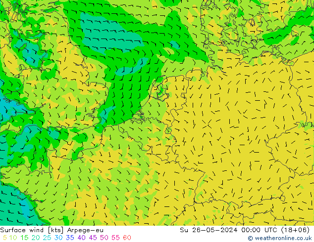 Surface wind Arpege-eu Su 26.05.2024 00 UTC