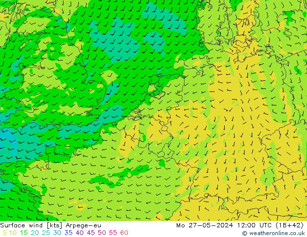 Wind 10 m Arpege-eu ma 27.05.2024 12 UTC