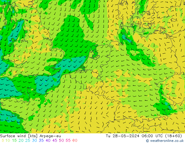 Wind 10 m Arpege-eu di 28.05.2024 06 UTC