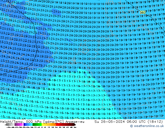 Yükseklik/Sıc. 500 hPa Arpege-eu Paz 26.05.2024 06 UTC