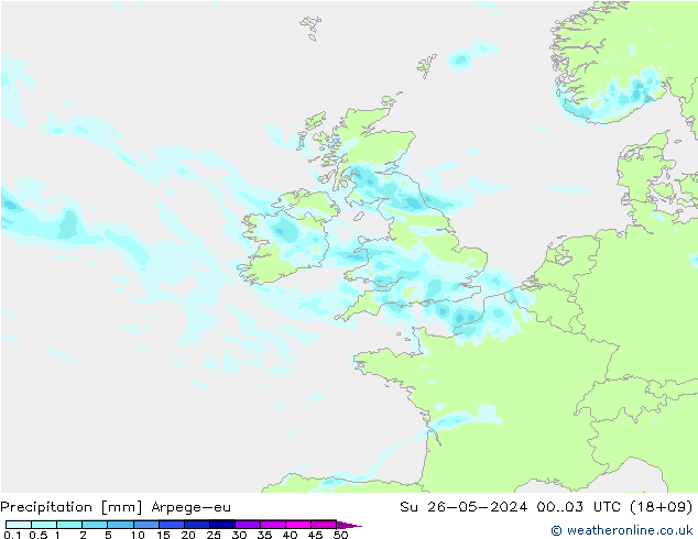 precipitação Arpege-eu Dom 26.05.2024 03 UTC