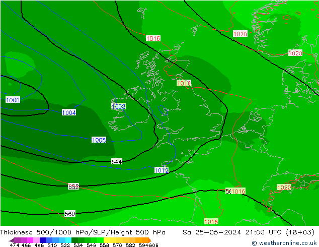 Thck 500-1000hPa Arpege-eu Sáb 25.05.2024 21 UTC