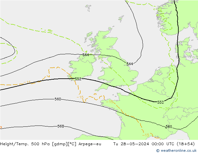 Height/Temp. 500 hPa Arpege-eu Tu 28.05.2024 00 UTC