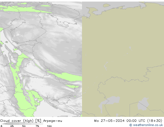 Nuages (élevé) Arpege-eu lun 27.05.2024 00 UTC