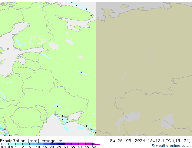 осадки Arpege-eu Вс 26.05.2024 18 UTC