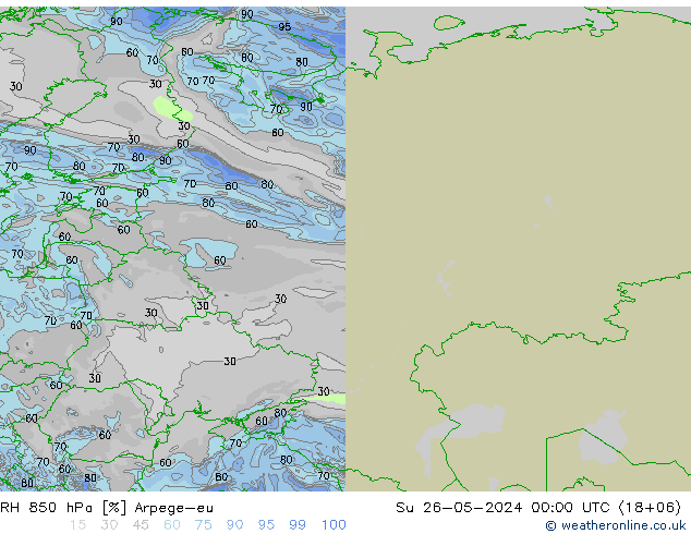 RH 850 hPa Arpege-eu Su 26.05.2024 00 UTC