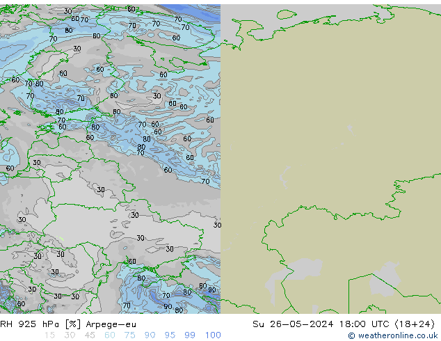 RH 925 hPa Arpege-eu Dom 26.05.2024 18 UTC