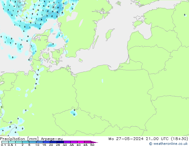Srážky Arpege-eu Po 27.05.2024 00 UTC