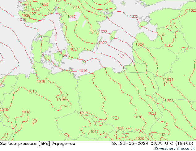 Atmosférický tlak Arpege-eu Ne 26.05.2024 00 UTC