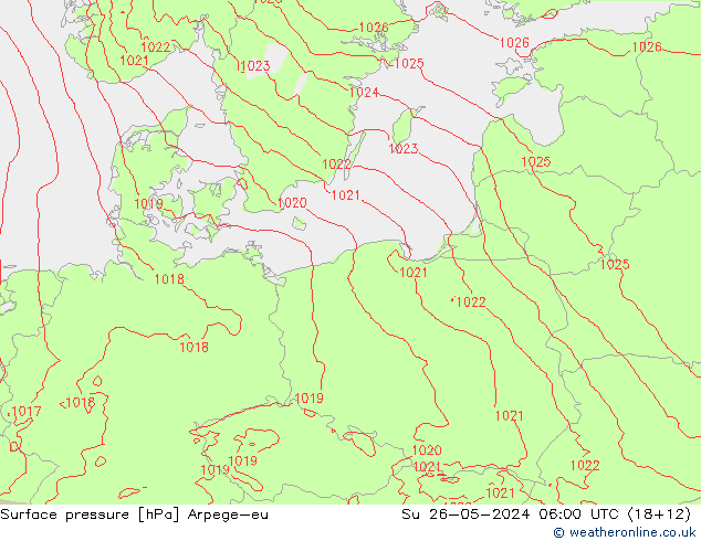 Presión superficial Arpege-eu dom 26.05.2024 06 UTC