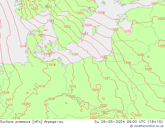 Surface pressure Arpege-eu Su 26.05.2024 09 UTC