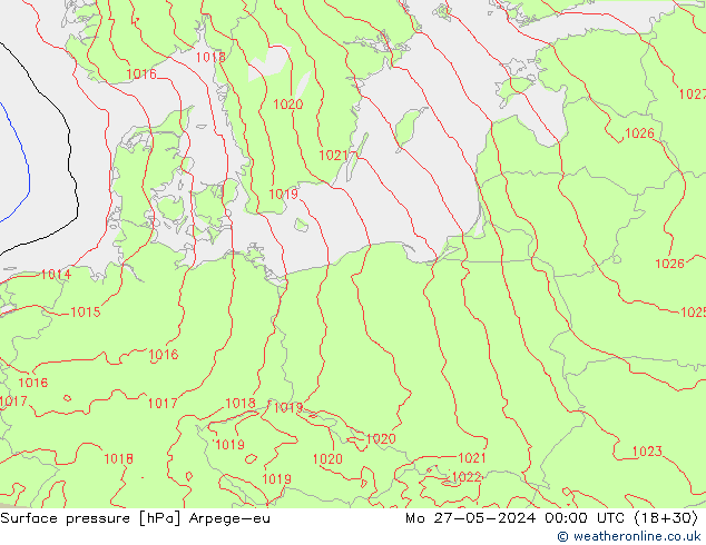 Surface pressure Arpege-eu Mo 27.05.2024 00 UTC