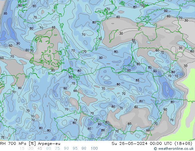 RH 700 hPa Arpege-eu Dom 26.05.2024 00 UTC