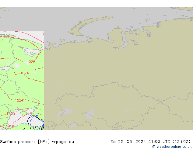 Presión superficial Arpege-eu sáb 25.05.2024 21 UTC